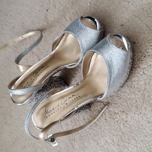 Mark + James Badgley Mischka Sparkly Silver Heels
